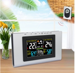 JM-H127G-COLOUR Wireless Indoor Electronic Temperature Humidity Monitor Forecast LCD Digital Weather Station Clock With Outdoor Sensor