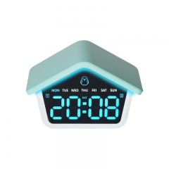 YD-6698 House Shape LED Alarm Clock Silent Multifunction Night Light Cuckoo Style Dual Alarm