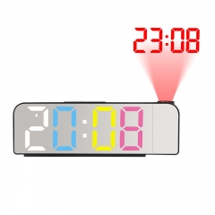 YD-8013 RGB LED Mirror Colorful Tabletop Clock Smart Projection Bedside Alarm Clocks for Students