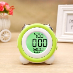 YD-0705 3D Alarm Clock Large Volume Silent Night Light Electronic Clock Dual Bell LCD Simple for Office Use Two Sets