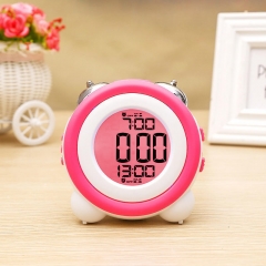 YD-0705 3D Alarm Clock Large Volume Silent Night Light Electronic Clock Dual Bell LCD Simple for Office Use Two Sets