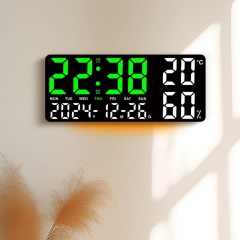 YD-GH9002 New Temperature and Humidity Living Room Wall Clock Simple and Multifunctional Electronic Clock with Large Font and Night Light