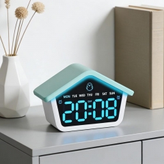 YD-6698 House Shape LED Alarm Clock Silent Multifunction Night Light Cuckoo Style Dual Alarm