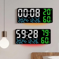 YD-GH9002 New Temperature and Humidity Living Room Wall Clock Simple and Multifunctional Electronic Clock with Large Font and Night Light