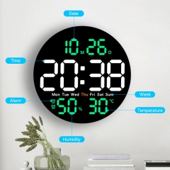 YD-5501 Electronic Multi-Functional Home Decor Temperature Humidity Display Silent Calendar Smart LED Digital Wall Clock for Living Room