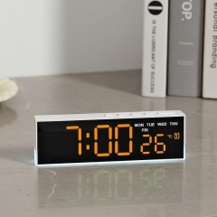 YD-5519 LED Bedside Lamp Clock with Gentle Ambient Light Temperature Display Fahrenheit Celsius Switch Night Light