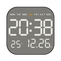 YD-5516 Plastic Brushed Big Digits LED Digital Wall Clock Adjustable Brightness Dual Alarms Temperature Calendar Display Bedroom Home