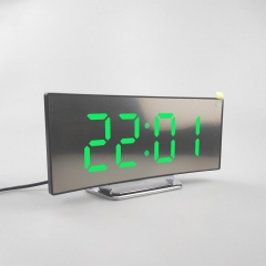 YD-6507 Curved Screen Snooze Function Digital Table Desk Clock Large Screen LED Mirror Desk Clock Reloj Silent Alarm Clock