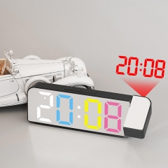 YD-8013 RGB LED Mirror Colorful Tabletop Clock Smart Projection Bedside Alarm Clocks for Students