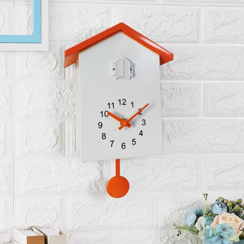 YD-T60 Minimalist Pendulum Silent Hourly Chime Quartz Wall Clock Home Decoration with House Shape Cuckoo Clock for Living Room