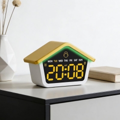 YD-6698 House Shape LED Alarm Clock Silent Multifunction Night Light Cuckoo Style Dual Alarm