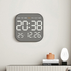 YD-5516 Plastic Brushed Big Digits LED Digital Wall Clock Adjustable Brightness Dual Alarms Temperature Calendar Display Bedroom Home