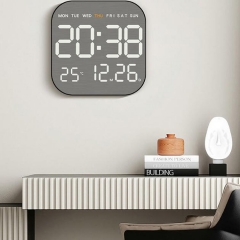 YD-5516 Plastic Brushed Big Digits LED Digital Wall Clock Adjustable Brightness Dual Alarms Temperature Calendar Display Bedroom Home