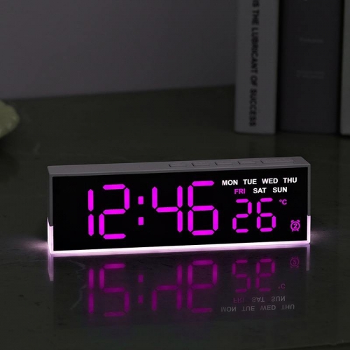 YD-5519 LED Bedside Lamp Clock with Gentle Ambient Light Temperature Display Fahrenheit Celsius Switch Night Light
