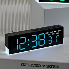 YD-5519 LED Bedside Lamp Clock with Gentle Ambient Light Temperature Display Fahrenheit Celsius Switch Night Light