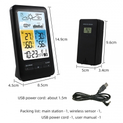 JS-3395D Digital Weather Station Thermometer Hygrometer Wireless Electronic Alarm Clock Barometer Compact Weather Forecast