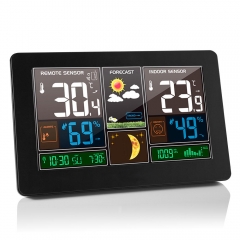 JS-3378 Color Screen Weather Clock Weather Forecast Clock Radio Wave Indoor Outdoor Temperature Humidity LCD Electronic Clock