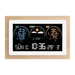 JS-FJ3399C Real Wooden Weather Station Indoor Outdoor Thermometer Barometer Hygrometer Digital Temperature Humidity Meter Weather Station