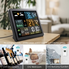 JS-FJ3566M Smart Digital Household Electronic Weather Monitor Tuya Connected Indoor Outdoor Use Meteo Station