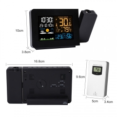 JS-3391 Weather Station Alarm Clock with Projection Weather Monitor Calendar Backlight Desk Clock with Wireless Remote Sensor