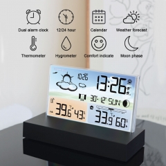 ZX3396C Digital Weather Station Indoor Outdoor Thermometer Hygrometer Barometer Electronics Desktop Alarm Clock Wireless Weather Station