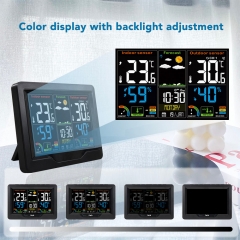 JS-3383C Weather Station Digital Alarm Table Clock Temperature Meter Hygrometer Barometer Moon Phase Snooze Wireless Sensor