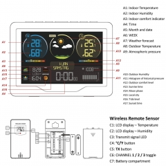 Weather Station Wireless Digital Thermometer Temperature Humidity Monitor with Remote Sensor Barometer Portable Weather Station