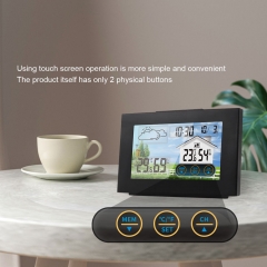 JS-3551A Touchscreen Weather Station Thermometer Hygrometer Barometer Digital Alarm Clock with Wireless Sensor Weather Forecast Station