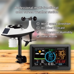 JS-3390A 7 In1 Digital Hygrometer Temperature Professional Wireless Indoor Outdoor Complete Clock Weather Station With Rain Gauge