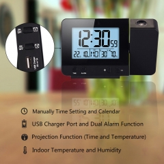 JS-3531B Desk Table Alarm Clocks with Time Projection, Digital Snooze Backlight Radio Controlled Projection Alarm Clock