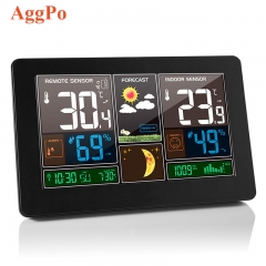 JS-3378 Color Screen Weather Clock Weather Forecast Clock Radio Wave Indoor Outdoor Temperature Humidity LCD Electronic Clock