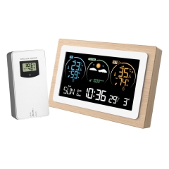 JS-FJ3399C Real Wooden Weather Station Indoor Outdoor Thermometer Barometer Hygrometer Digital Temperature Humidity Meter Weather Station