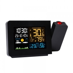 JS-3391 Weather Station Alarm Clock with Projection Weather Monitor Calendar Backlight Desk Clock with Wireless Remote Sensor