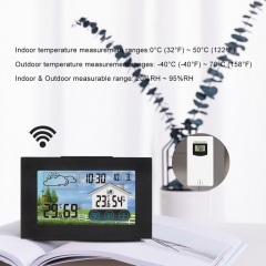 JS-3551A Touchscreen Weather Station Thermometer Hygrometer Barometer Digital Alarm Clock with Wireless Sensor Weather Forecast Station