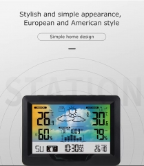 JS-3383F Weather Station Digital Thermometer Hygrometer Barometer Moon Phase Alarm Table Wall Clock Snooze Wireless Weather Station