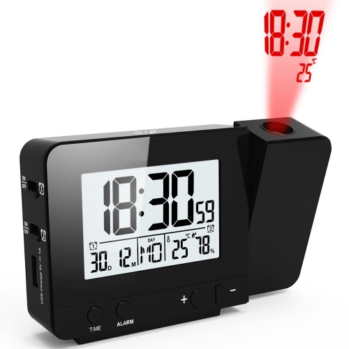 JS-3531B Desk Table Alarm Clocks with Time Projection, Digital Snooze Backlight Radio Controlled Projection Alarm Clock