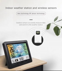 JS-3383F Weather Station Digital Thermometer Hygrometer Barometer Moon Phase Alarm Table Wall Clock Snooze Wireless Weather Station