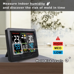 JS-3383C Weather Station Digital Alarm Table Clock Temperature Meter Hygrometer Barometer Moon Phase Snooze Wireless Sensor