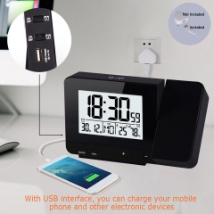 JS-3531B Desk Table Alarm Clocks with Time Projection, Digital Snooze Backlight Radio Controlled Projection Alarm Clock