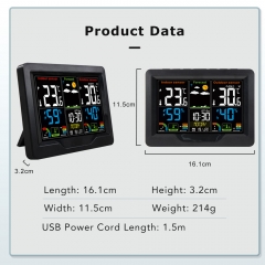 JS-3383C Weather Station Digital Alarm Table Clock Temperature Meter Hygrometer Barometer Moon Phase Snooze Wireless Sensor