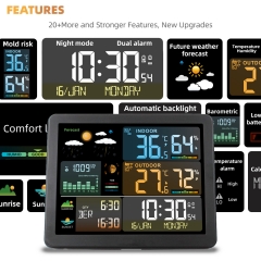 JS-FJ3566M Smart Digital Household Electronic Weather Monitor Tuya Connected Indoor Outdoor Use Meteo Station