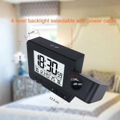 JS-3531B Desk Table Alarm Clocks with Time Projection, Digital Snooze Backlight Radio Controlled Projection Alarm Clock