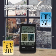 JS-3395D Digital Weather Station Thermometer Hygrometer Wireless Electronic Alarm Clock Barometer Compact Weather Forecast