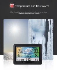 JS-3383F Weather Station Digital Thermometer Hygrometer Barometer Moon Phase Alarm Table Wall Clock Snooze Wireless Weather Station