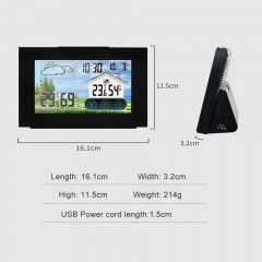 JS-3551A Touchscreen Weather Station Thermometer Hygrometer Barometer Digital Alarm Clock with Wireless Sensor Weather Forecast Station
