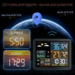 JS-FJ3566M Smart Digital Household Electronic Weather Monitor Tuya Connected Indoor Outdoor Use Meteo Station