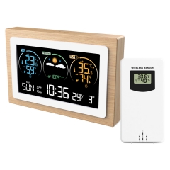 JS-FJ3399C Real Wooden Weather Station Indoor Outdoor Thermometer Barometer Hygrometer Digital Temperature Humidity Meter Weather Station