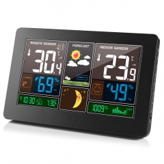 JS-3378 Color Screen Weather Clock Weather Forecast Clock Radio Wave Indoor Outdoor Temperature Humidity LCD Electronic Clock