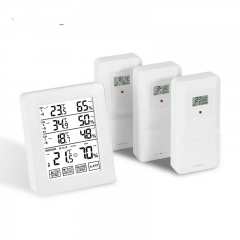 YJ-5109 One-to-Three LCD Touch Screen Digital Display Indoor Outdoor Wireless Thermo-hygrometer Alarm Monitor