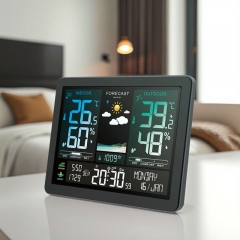 JS-3566BN Digital Wireless Indoor/Outdoor Thermometer Hygrometer Smart Sensor for Kitchen Temperature Humidity Readout Plastic
